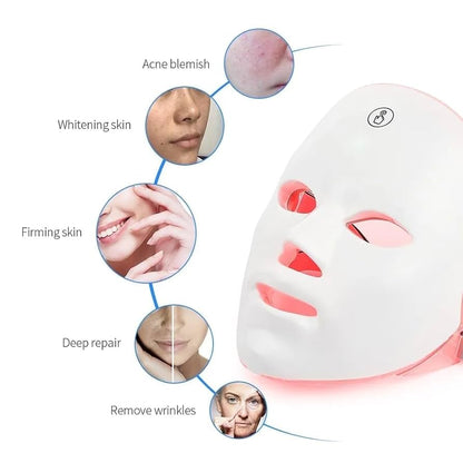 DermaLuxe™ Advanced LED Facial Mask – 7 Light Modes | Wireless, Rechargeable & FDA Certified